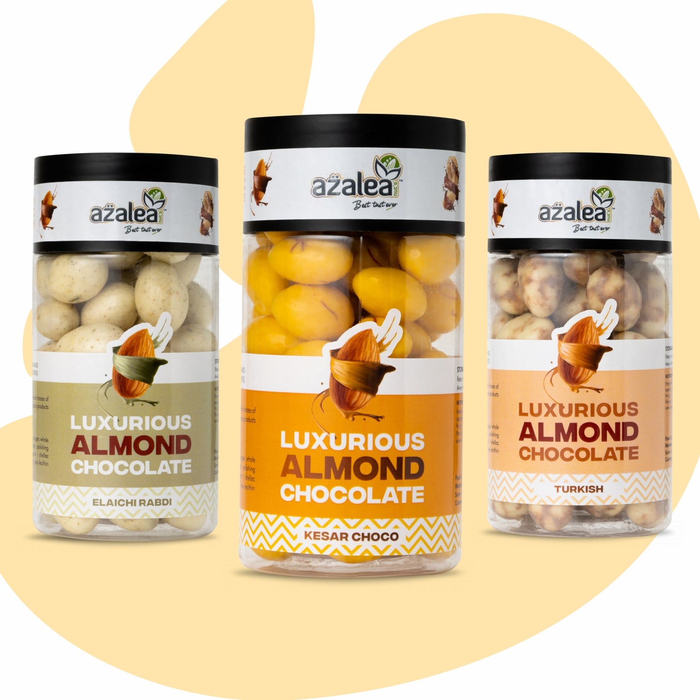 Azalea Luxurious Almond Chocolate Trio β Elaichi Rabdi, Kesar Choco & Turkish Flavors