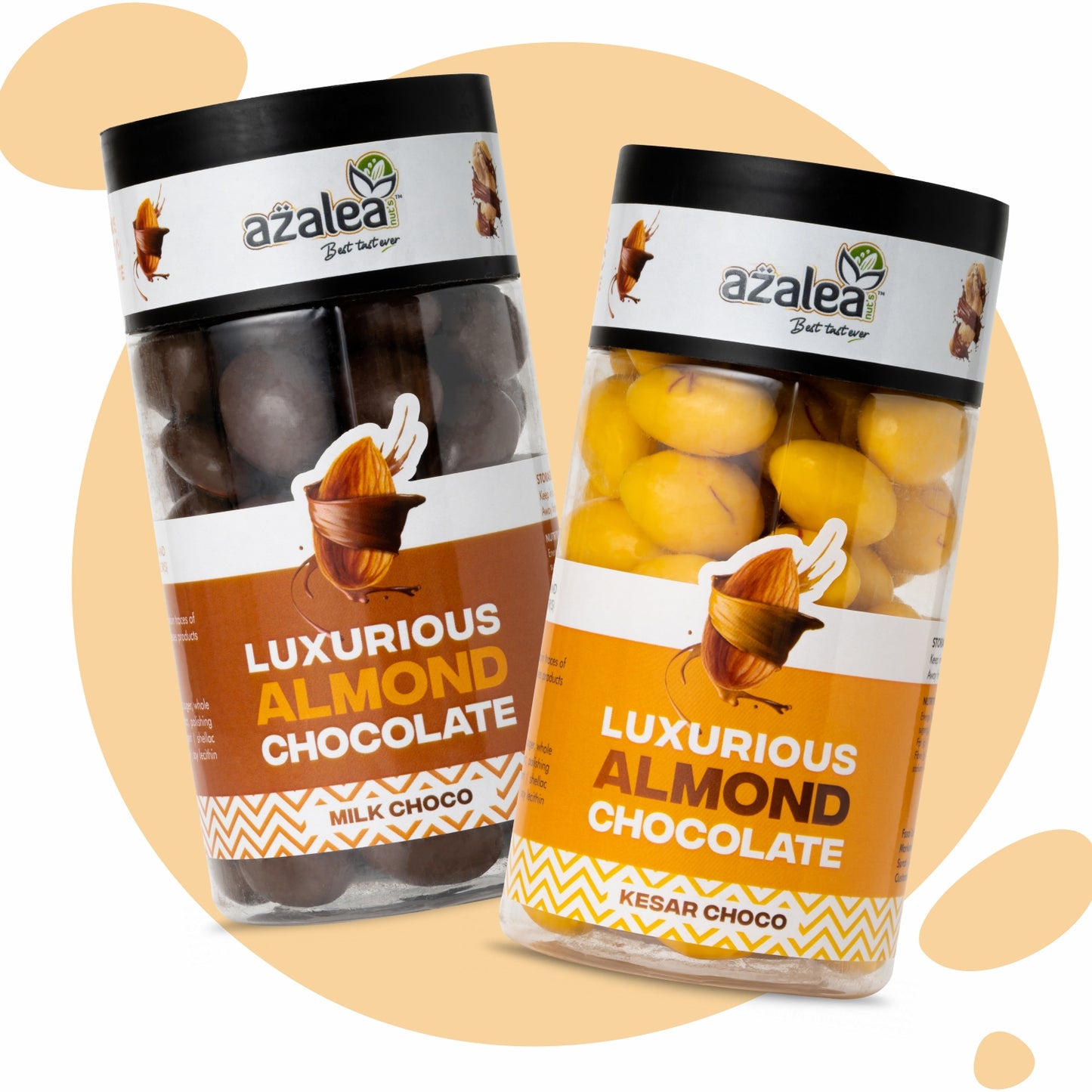Azalea Luxurious Almond Chocolate Duo β Milk Choco & Kesar Choco Flavors