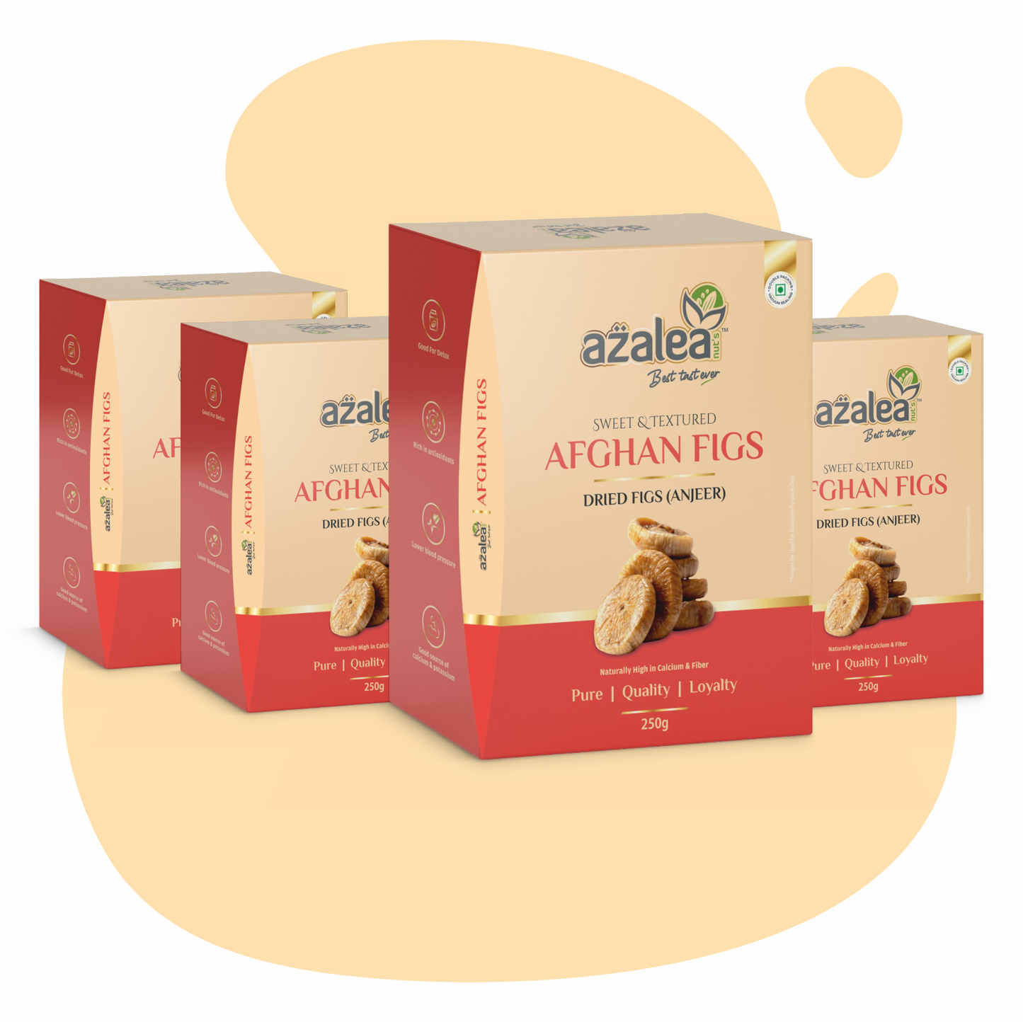 Azalea Premium Afghan Figs (Anjeer) – 250 Gm Pack of 4 | Sweet & Textured Dried Figs