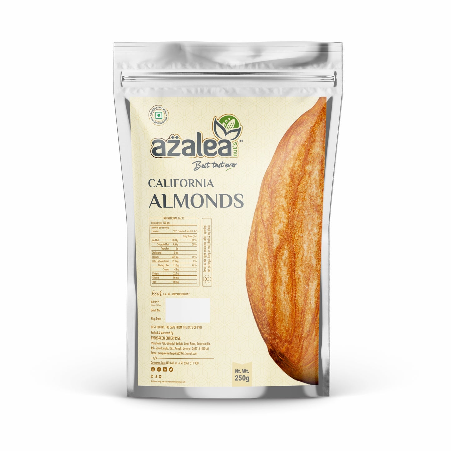 Luxury California Almonds by Azalea – 1KG Combo (4 x 250g) | Fresh & Healthy Nuts