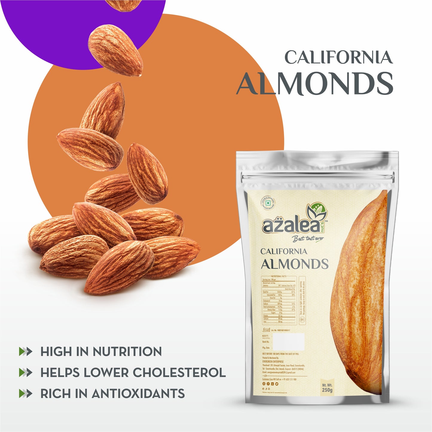 Luxury California Almonds by Azalea – 1KG Combo (4 x 250g) | Fresh & Healthy Nuts