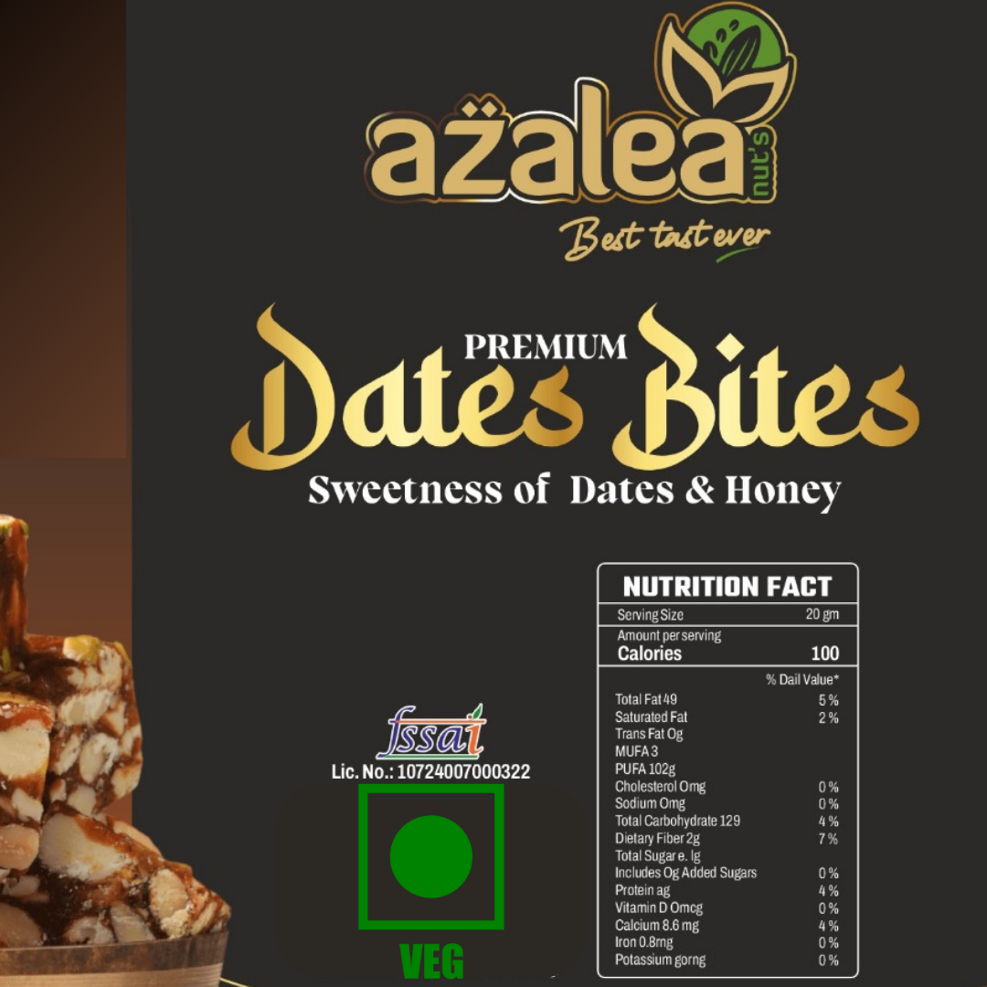 Azalea Nuts Dates Bites Dry Fruits Punch - No Sugar Premium Homemade Sweet Delight