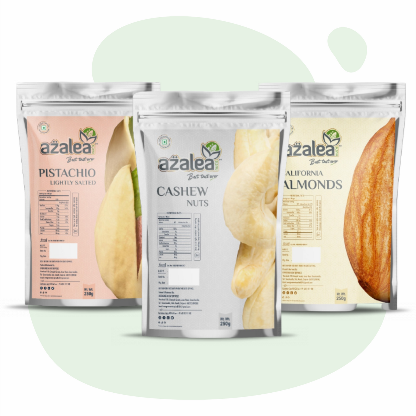 Azalea Premium Dry Fruit Combo – Pistachio, Cashew & Almonds (3 x 250g)