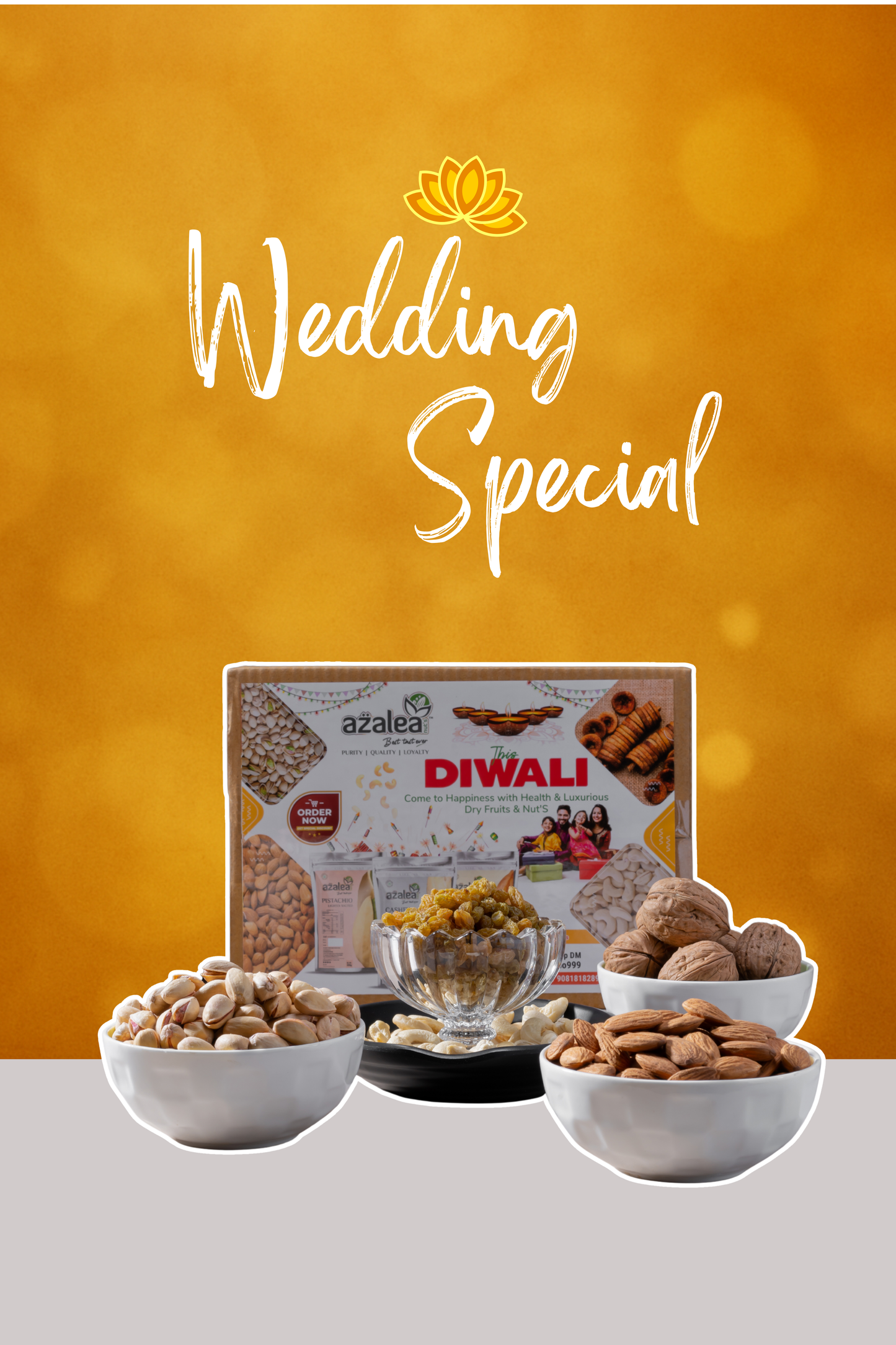 Royal Wedding Special Pack by Azalea – Pistachio, Cashew, Almonds, Raisins & Walnuts