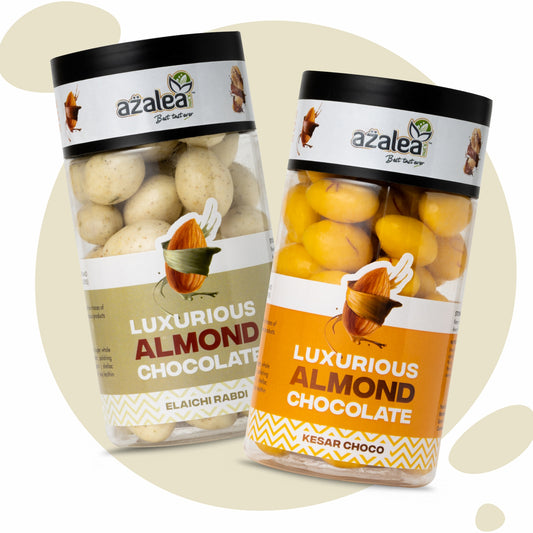 Azalea Premium Almond Chocolate Combo – 2 Flavors (Elaichi Rabdi & Kesar Choco)