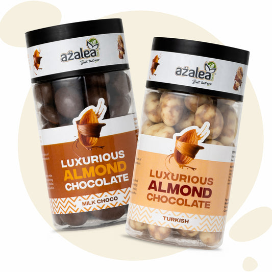 Azalea Premium Almond Chocolate Combo – 2 Flavors (Milk Choco & Turkish Delight)