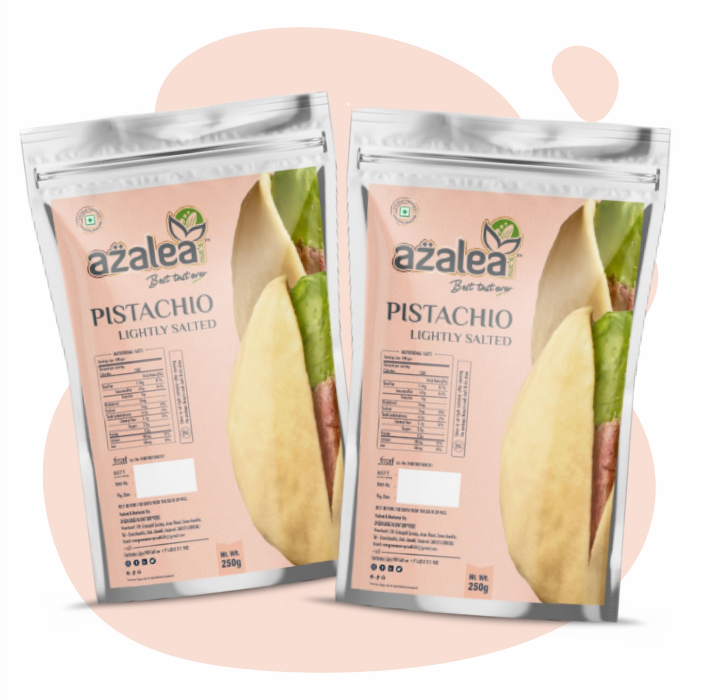 Azalea Premium Pistachios – 500g Combo (2 x 250g) | Lightly Salted & Crunchy