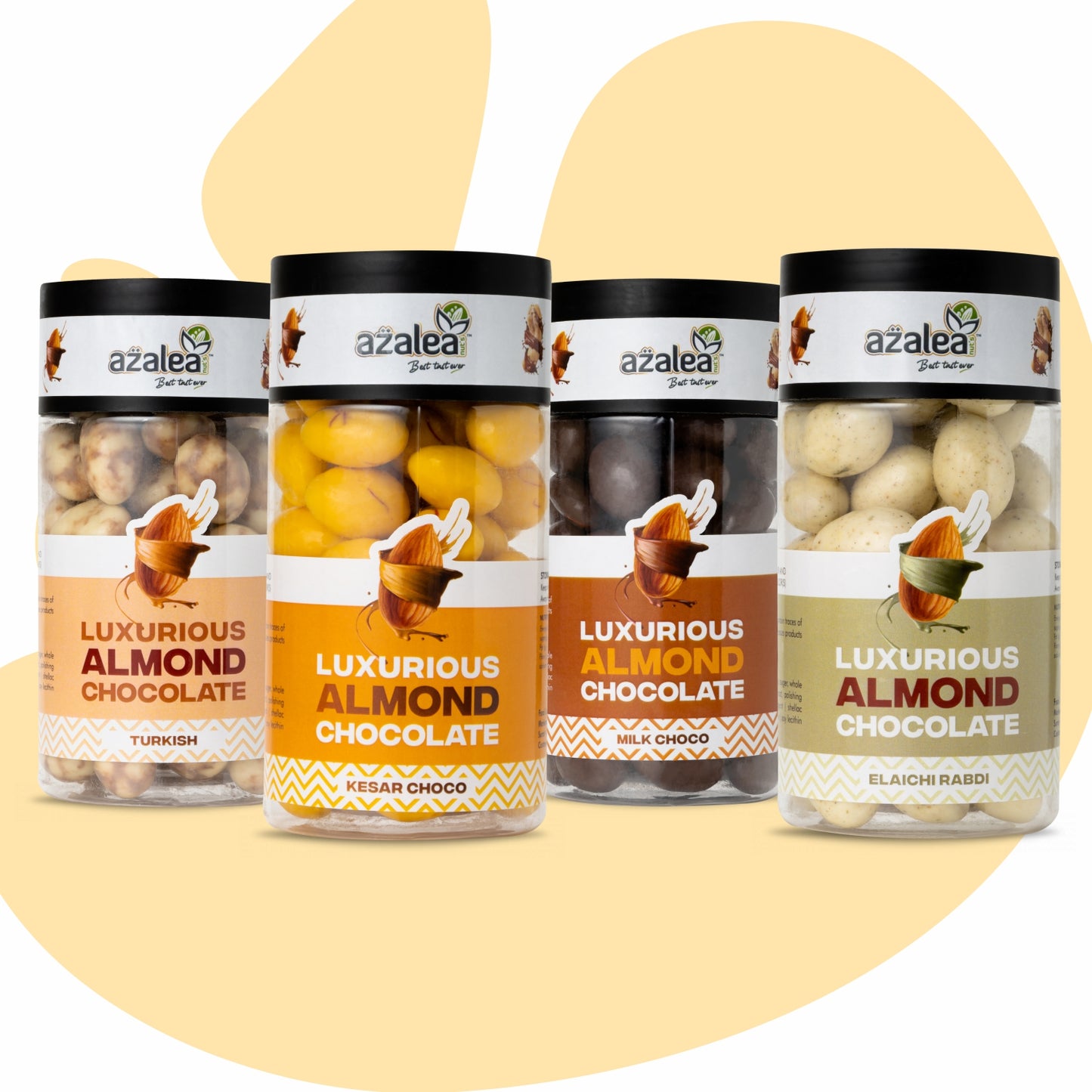 Azalea Luxurious Almond Chocolate Combo – 4 Flavors (Turkish, Kesar Choco, Milk Choco & Elaichi Rabdi)