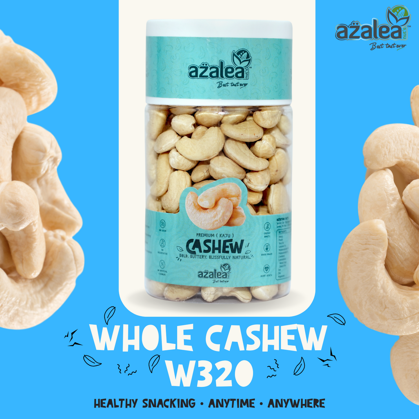 Azalea Nuts Premium Goa Cashews 250gm – WW320