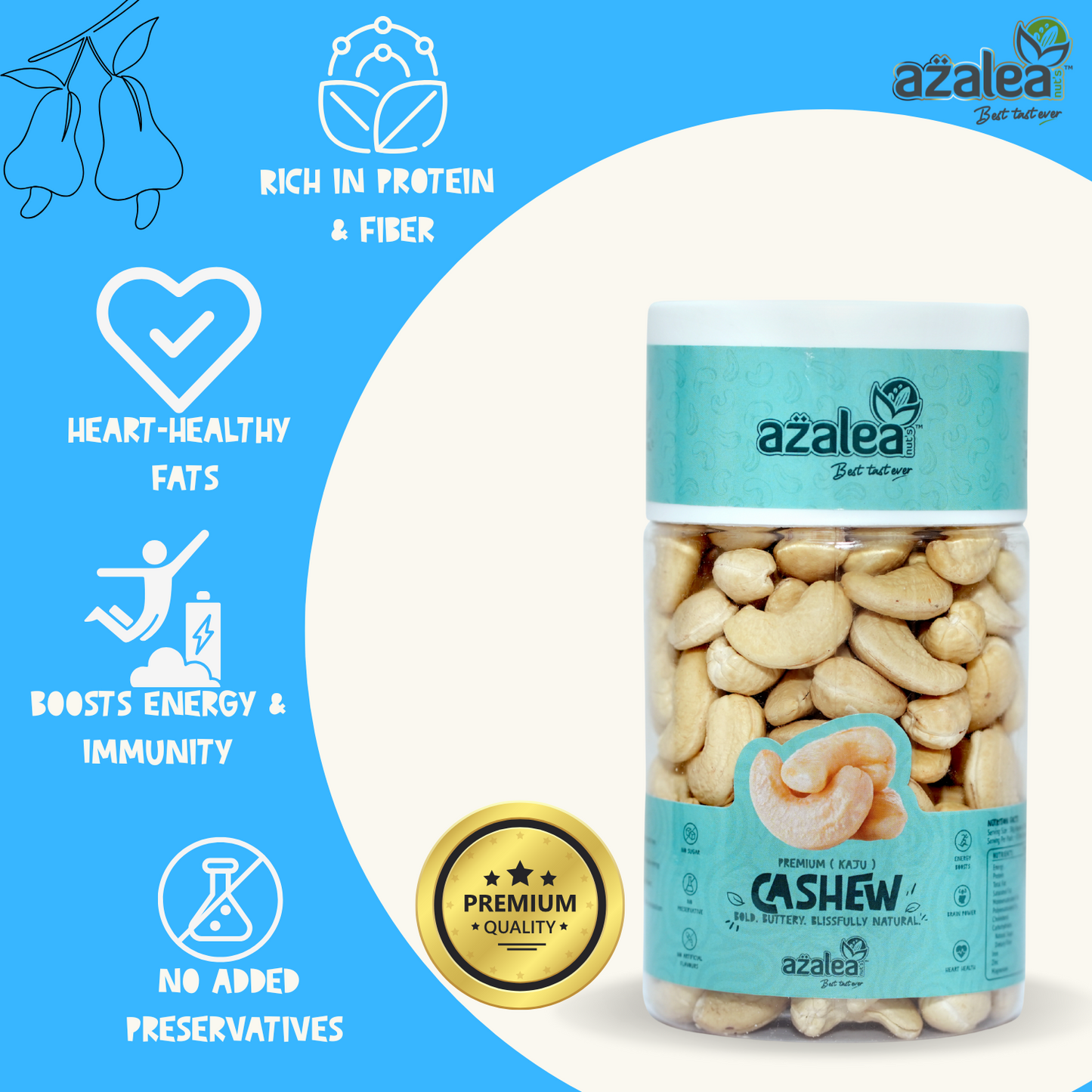 Azalea Nuts Premium Goa Cashews 250gm – WW320